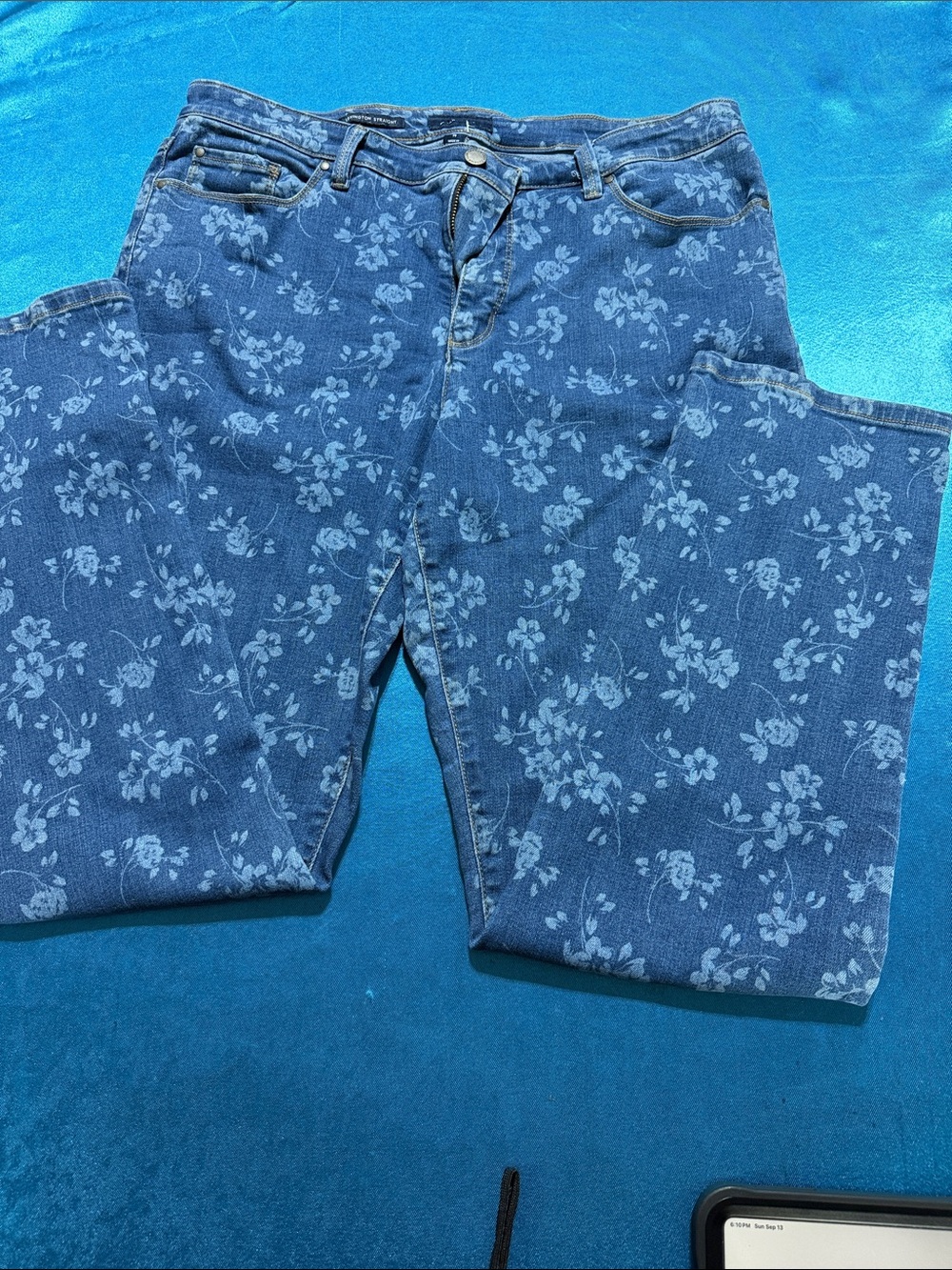 Charter Club Blue Floral Relaxed Jeans